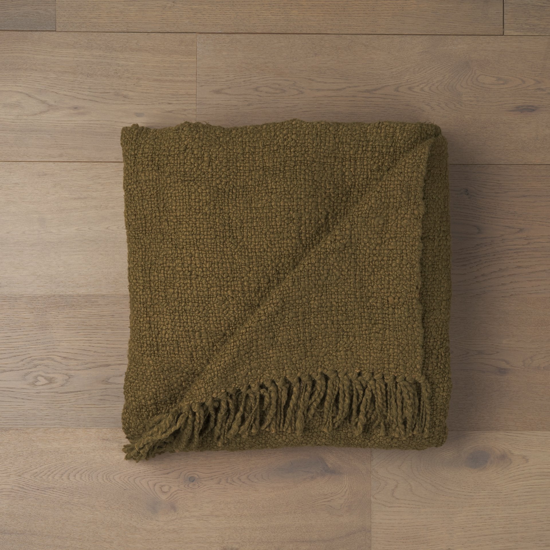 Kambal Dark Olive Cotton Throw Blanket