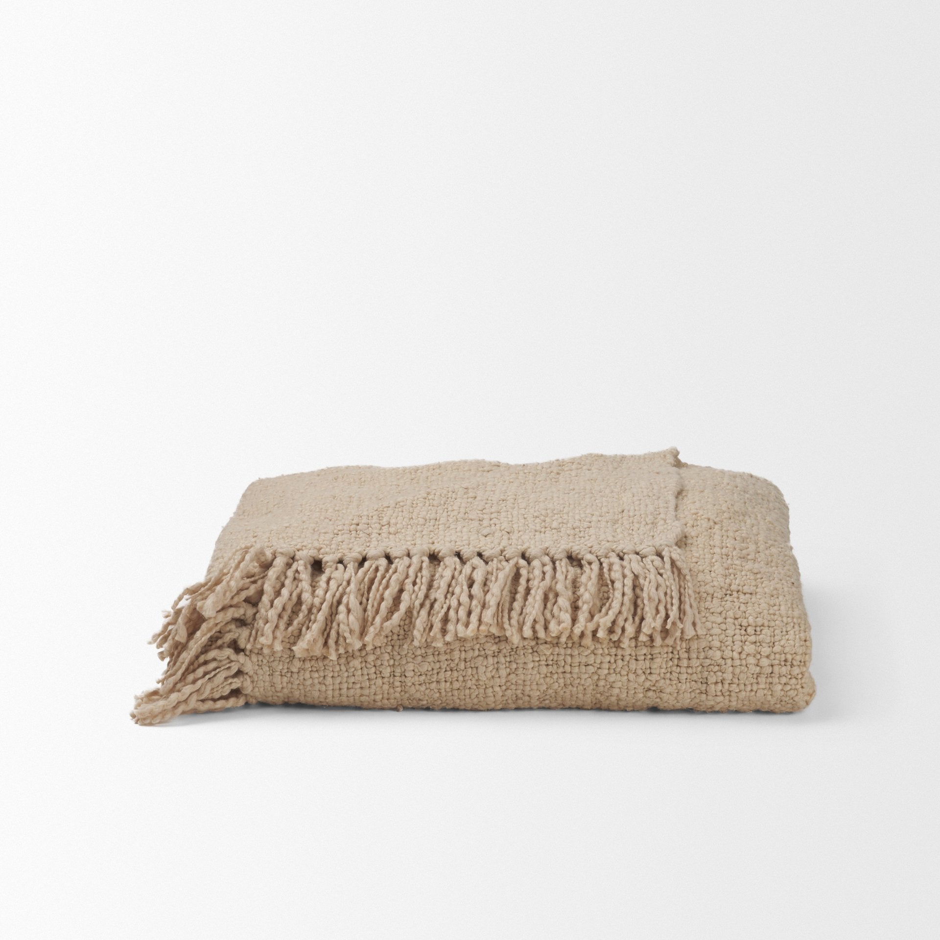 Kambal Light Beige Cotton Throw Blanket