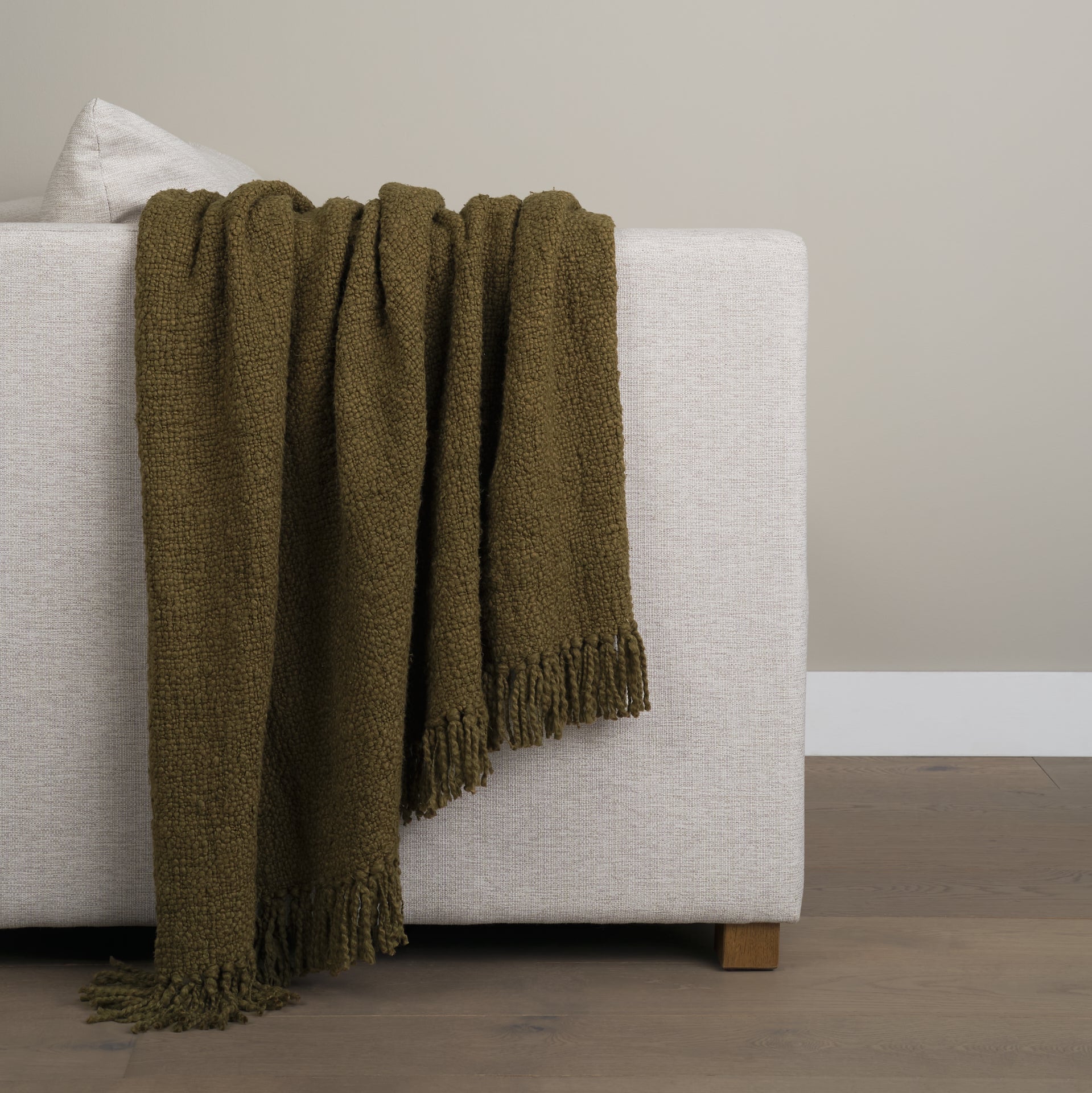 Kambal Dark Olive Cotton Throw Blanket
