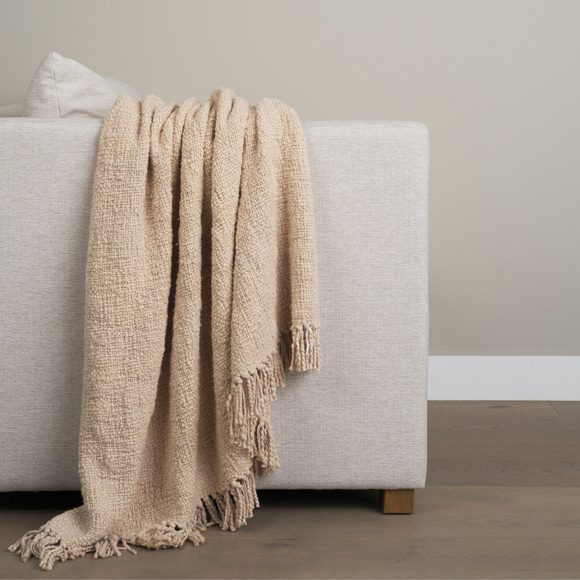Kambal Light Beige Cotton Throw Blanket