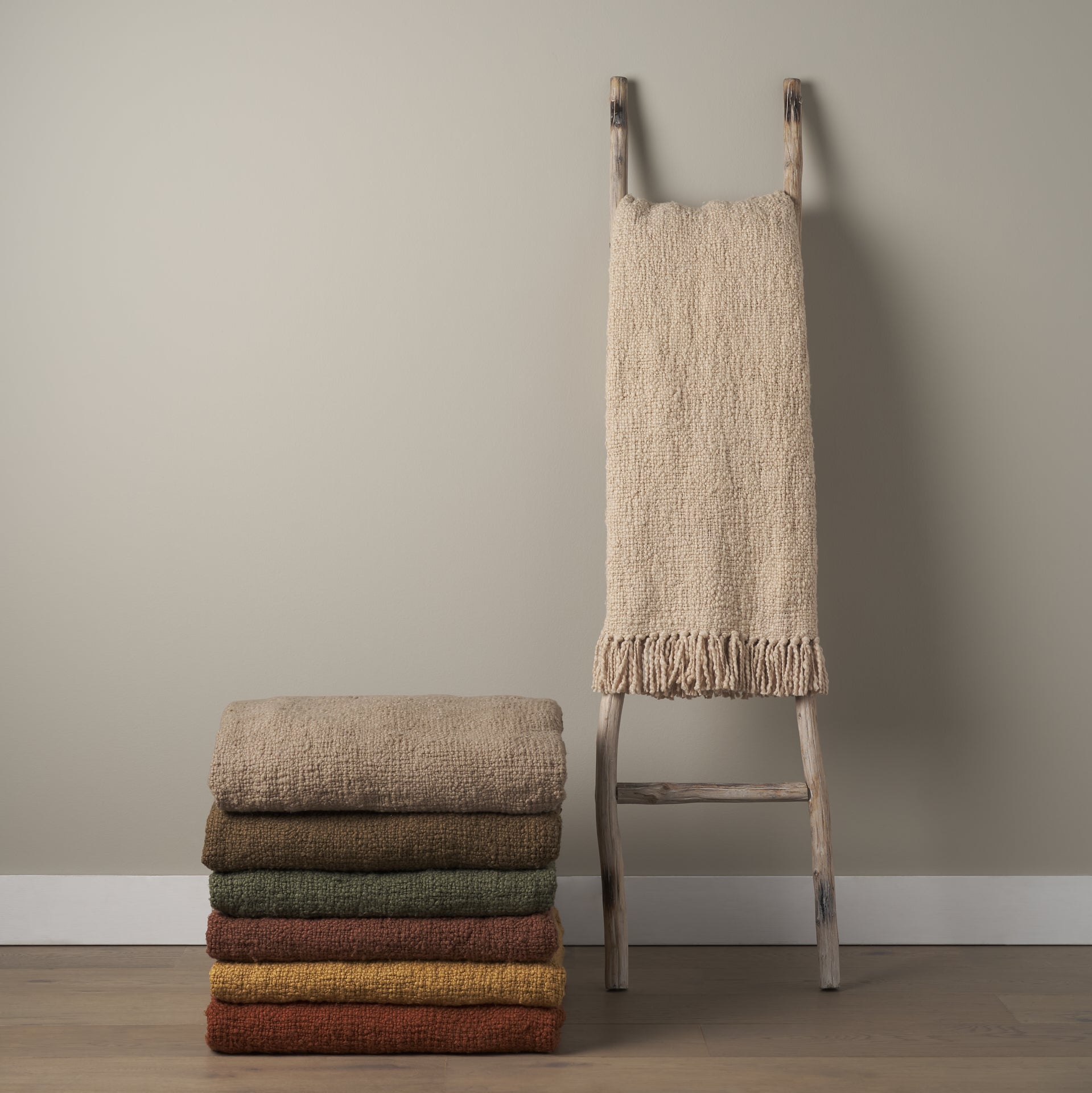 Kambal Light Beige Cotton Throw Blanket