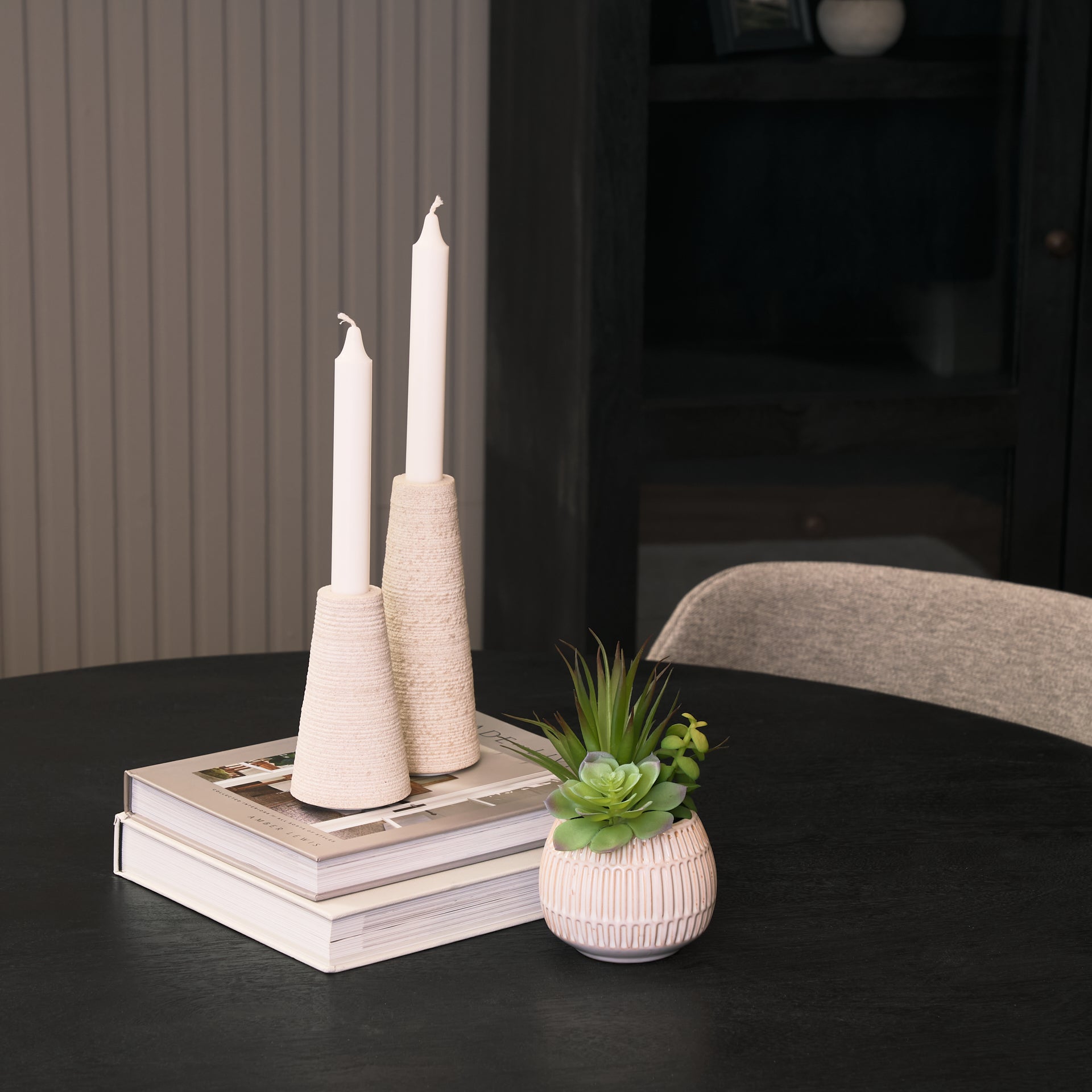 Cono Marble Candle Holders Set of 2