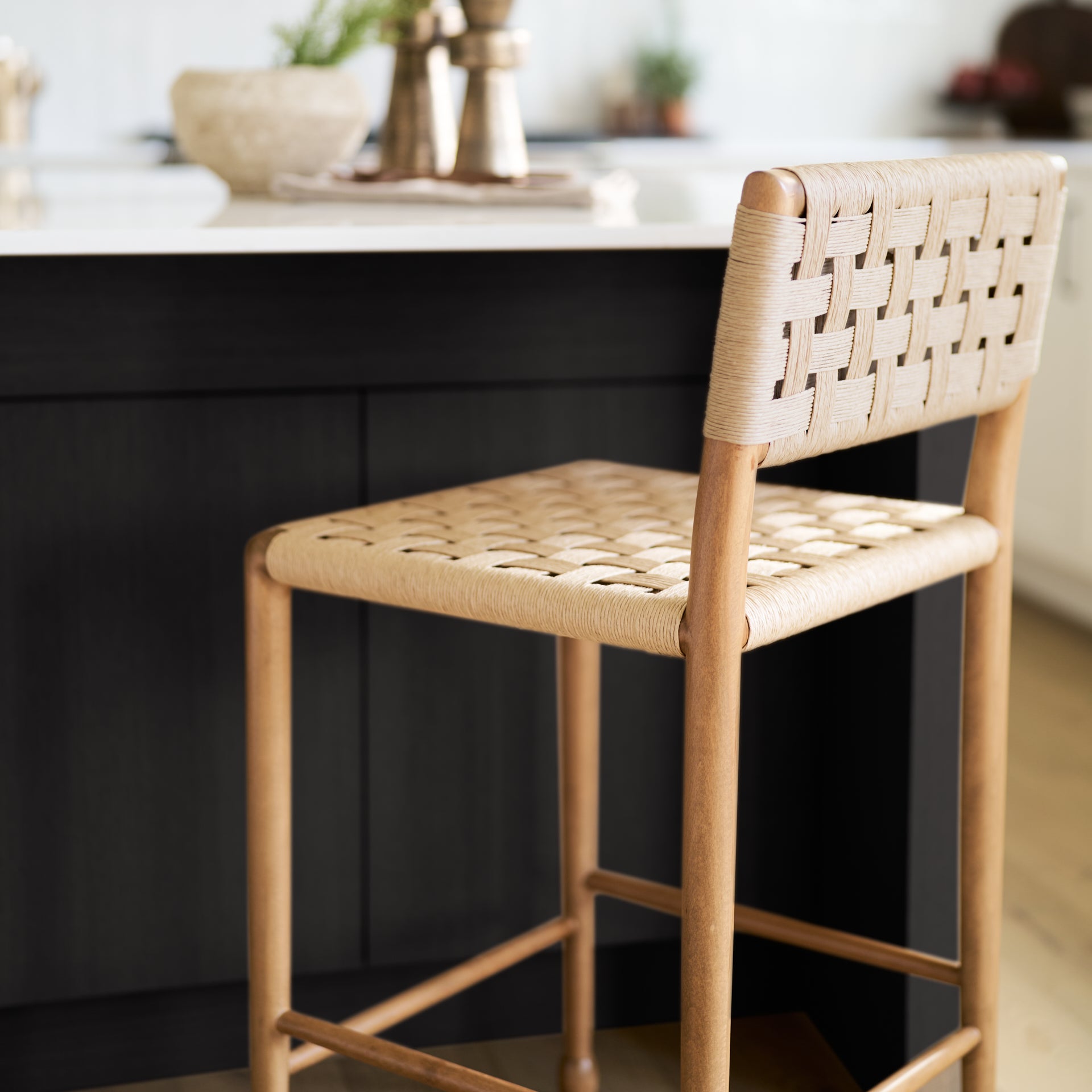 Brinley Paper Rope Seat Counter Stool