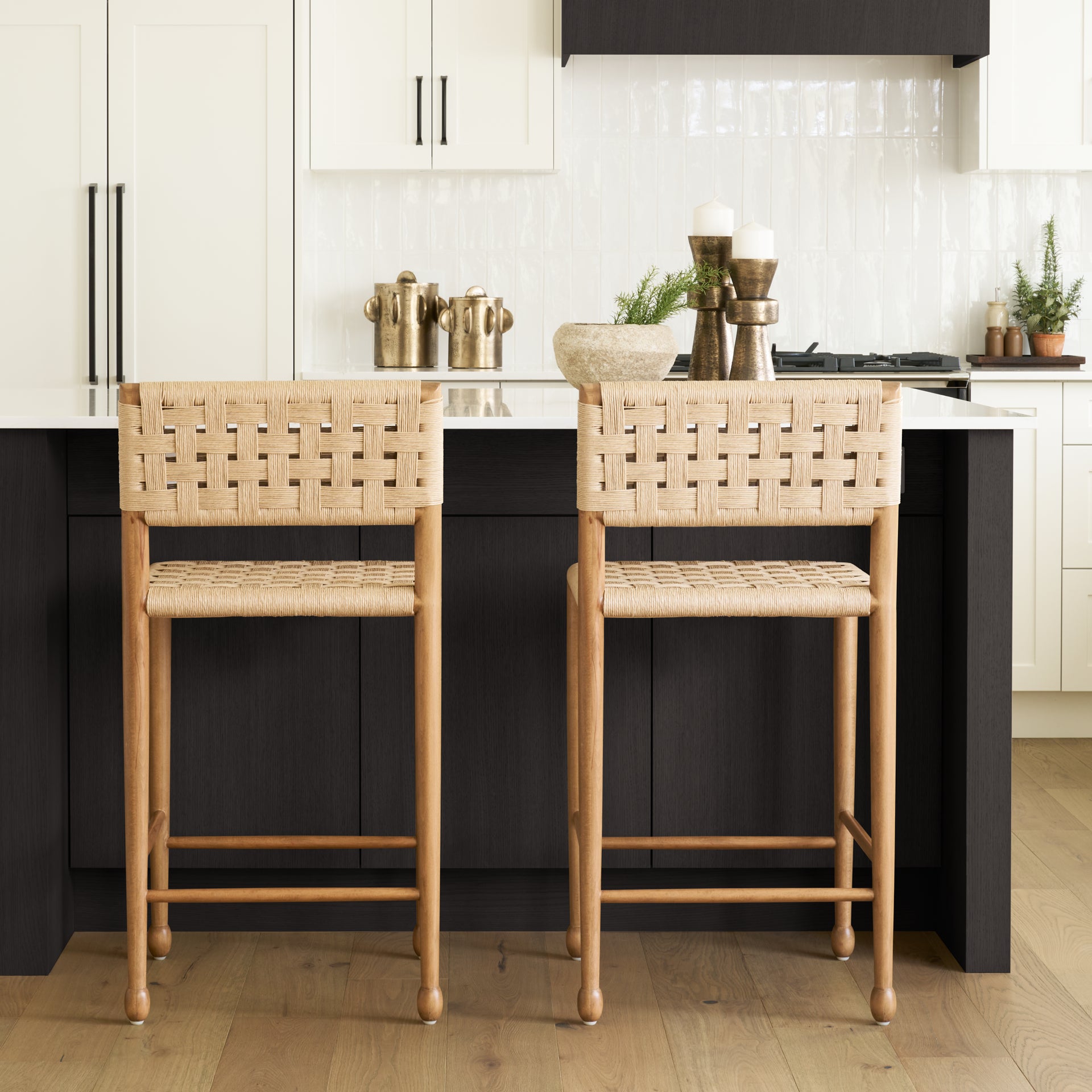 Brinley Paper Rope Seat Counter Stool