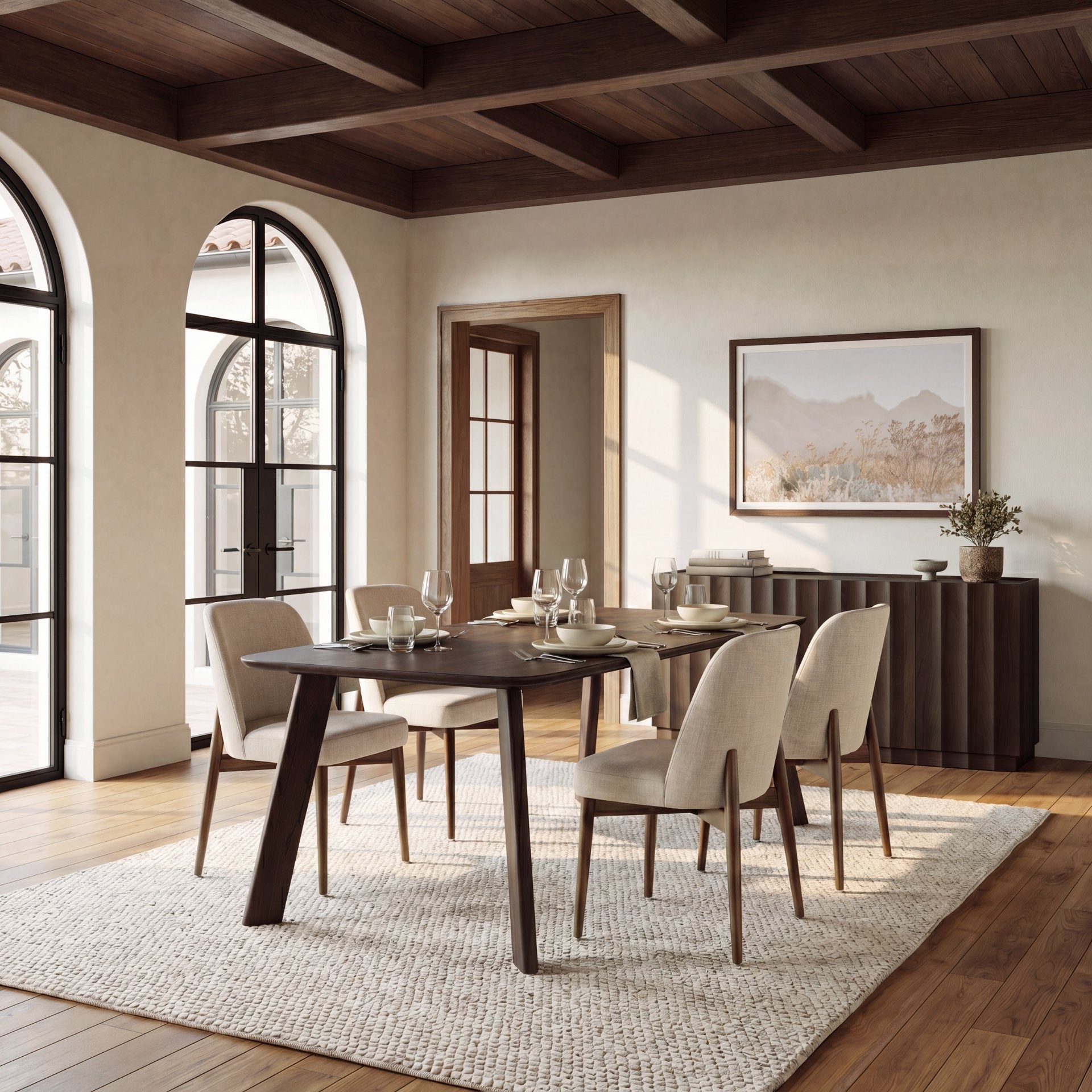 Abbie Curve Fabric Dining Chair