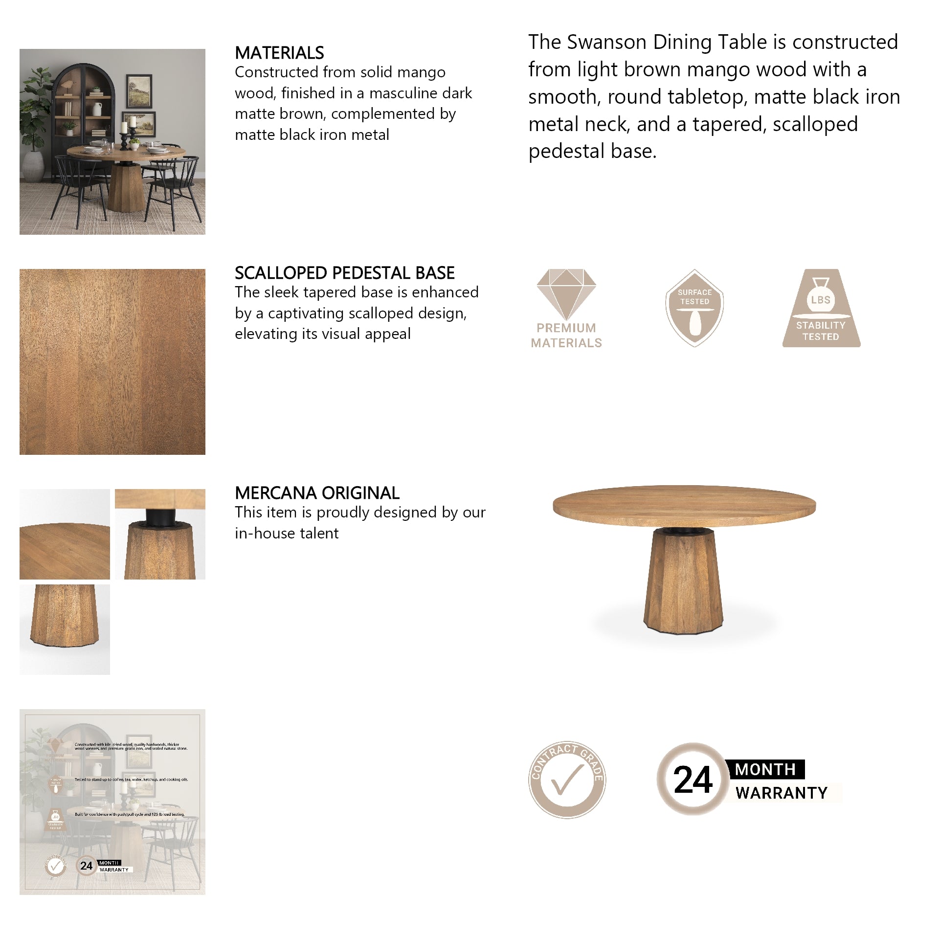 Swanson 60" Round Dining Table
