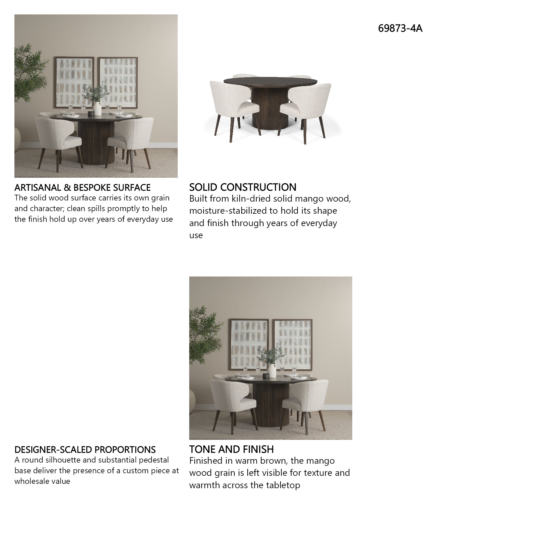 Terra Fluted Dining Table - 4 Niles Chairs