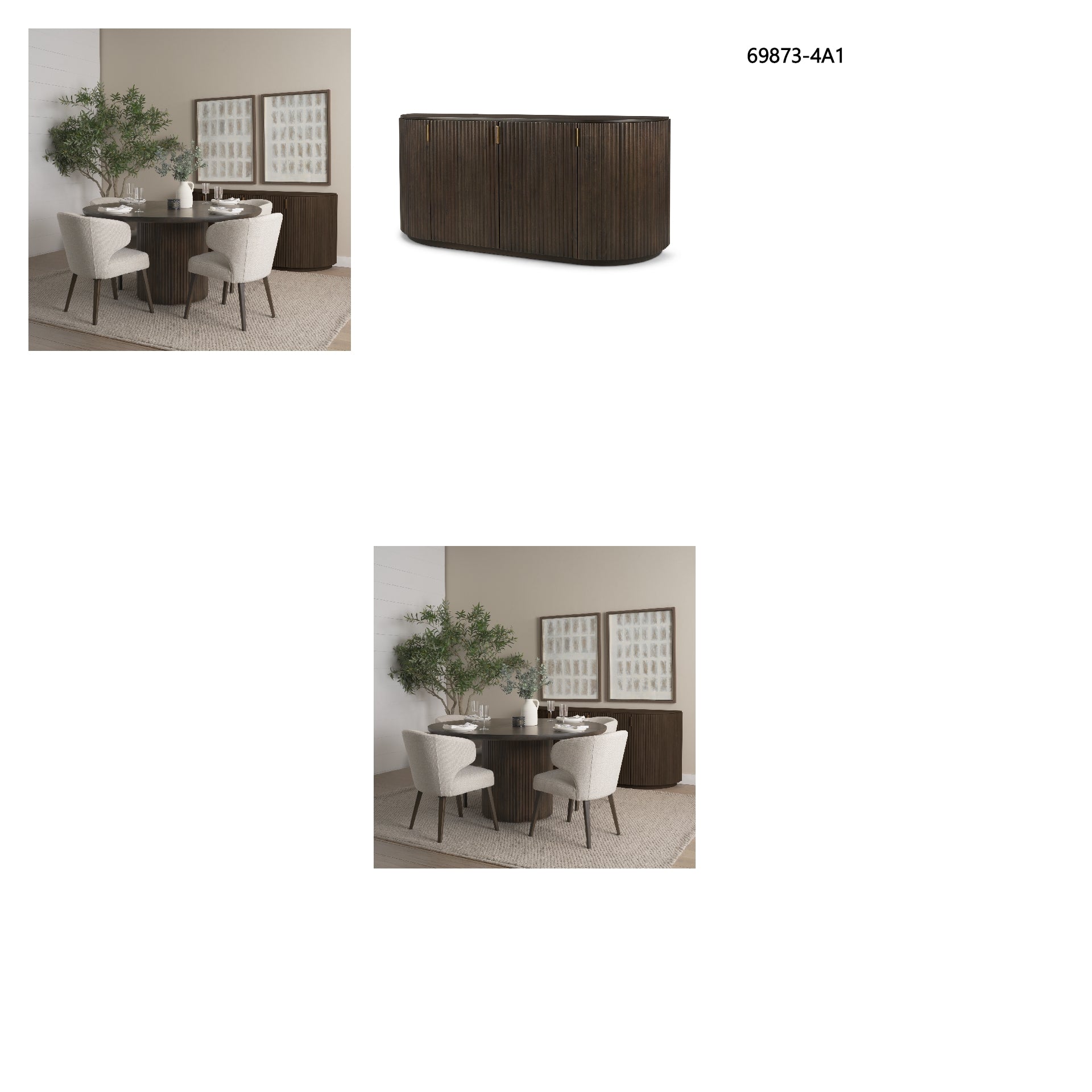 Terra Fluted Dining Table - 4 Niles Chairs - Terra Sideboard