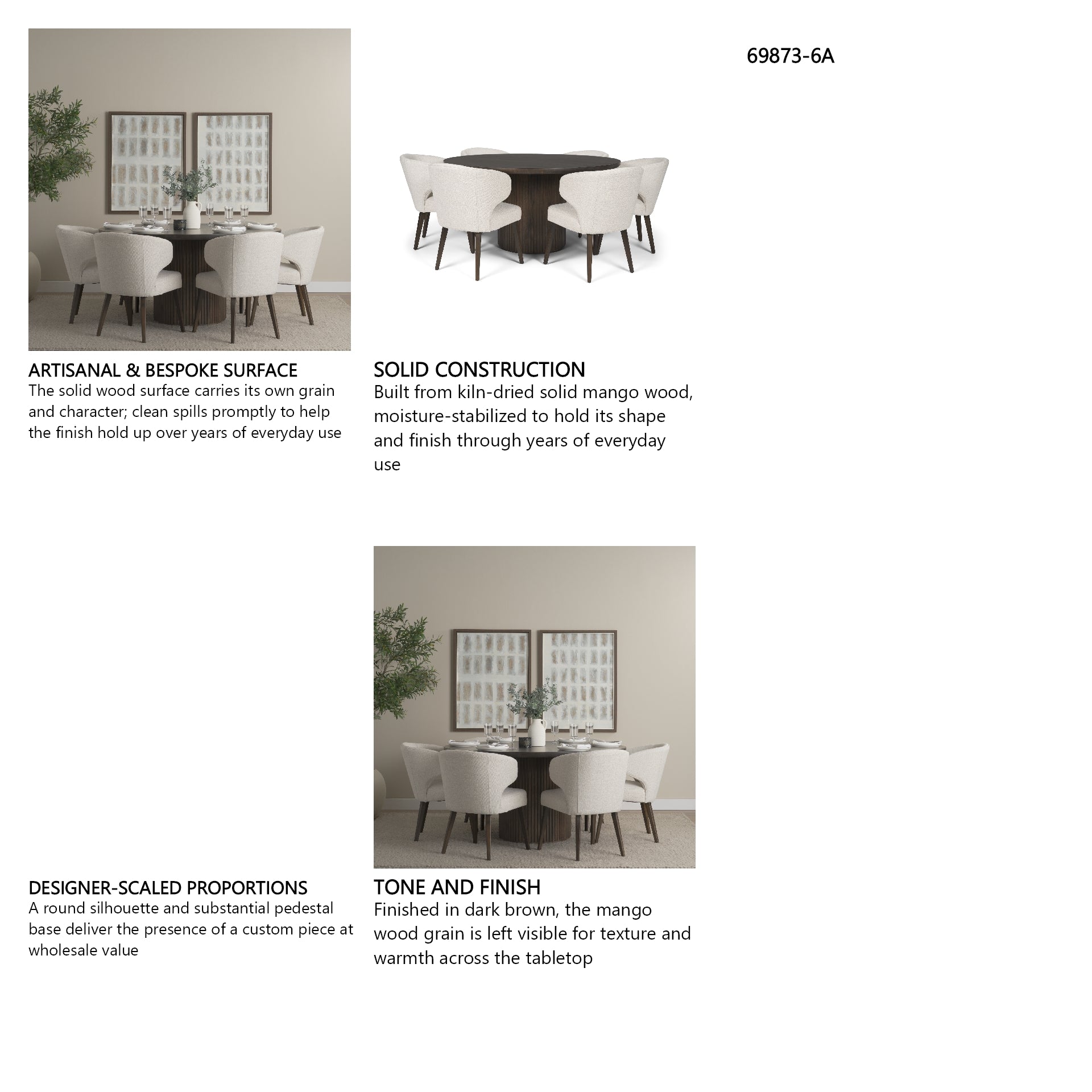 Terra Fluted Dining Table - 6 Niles Chairs