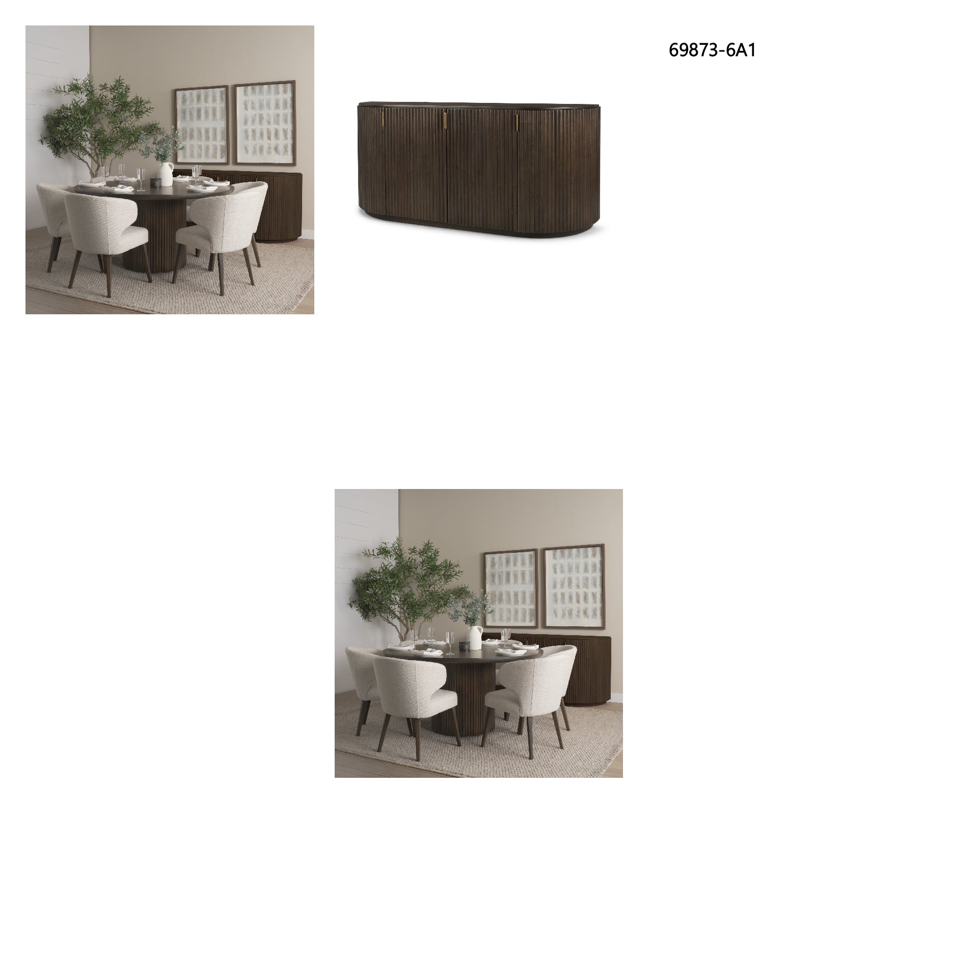 Terra Fluted Dining Table - 6 Niles Chairs - Terra Sideboard