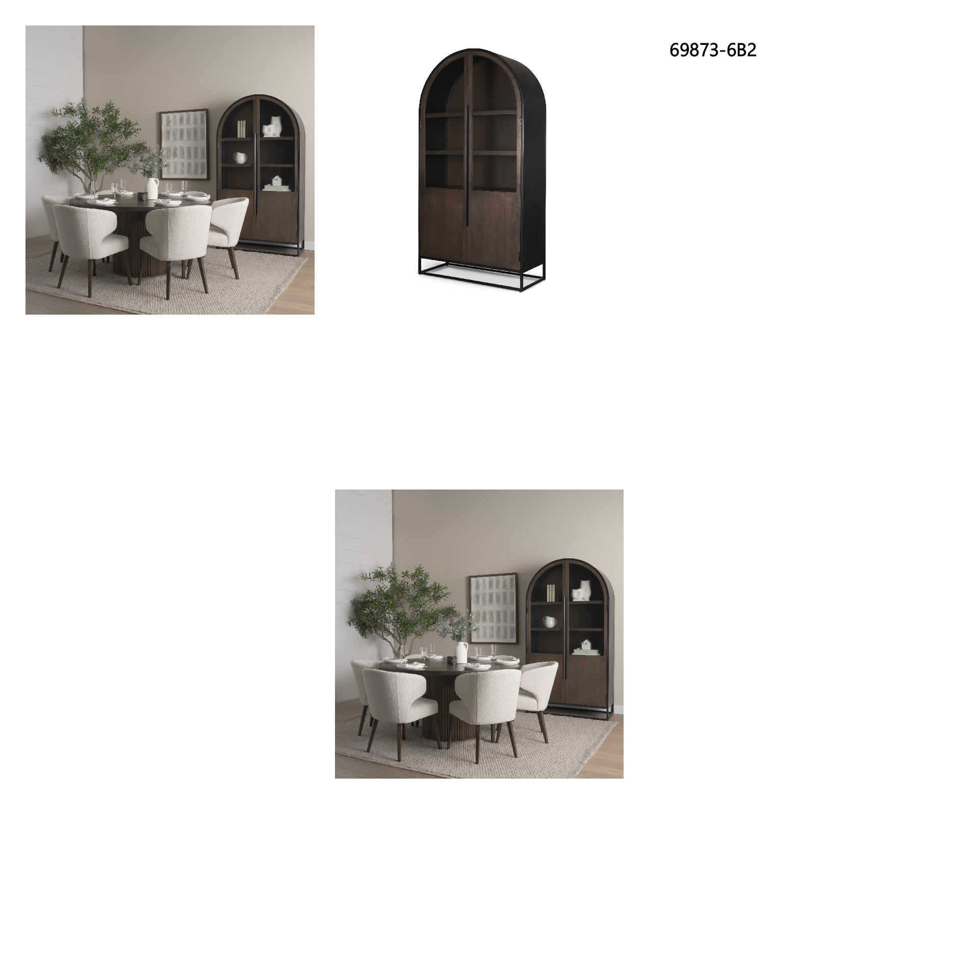 Terra Fluted Dining Table - 6 Niles Chairs - Sloan Cabinet