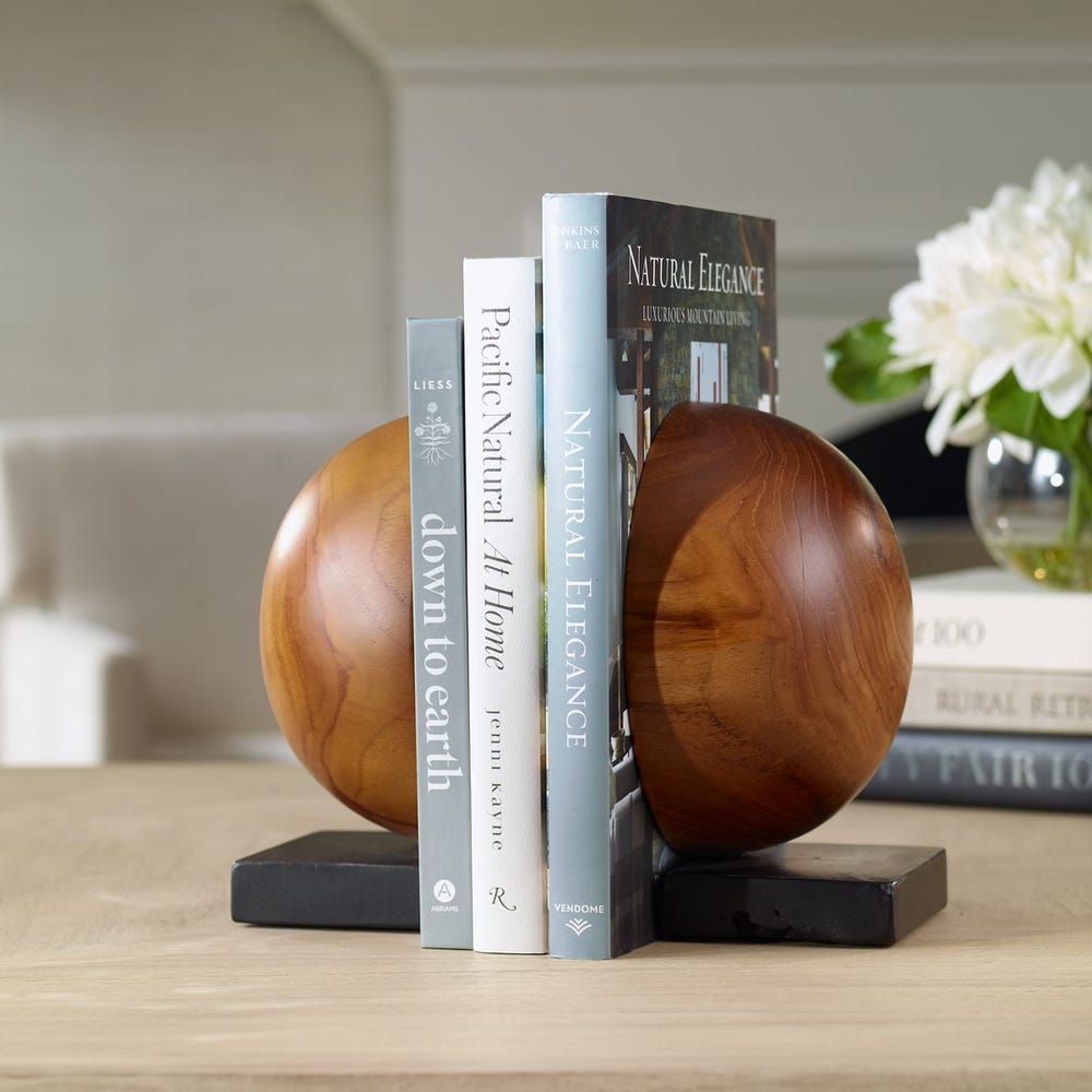 Teak and Noir Bookends, S/2
