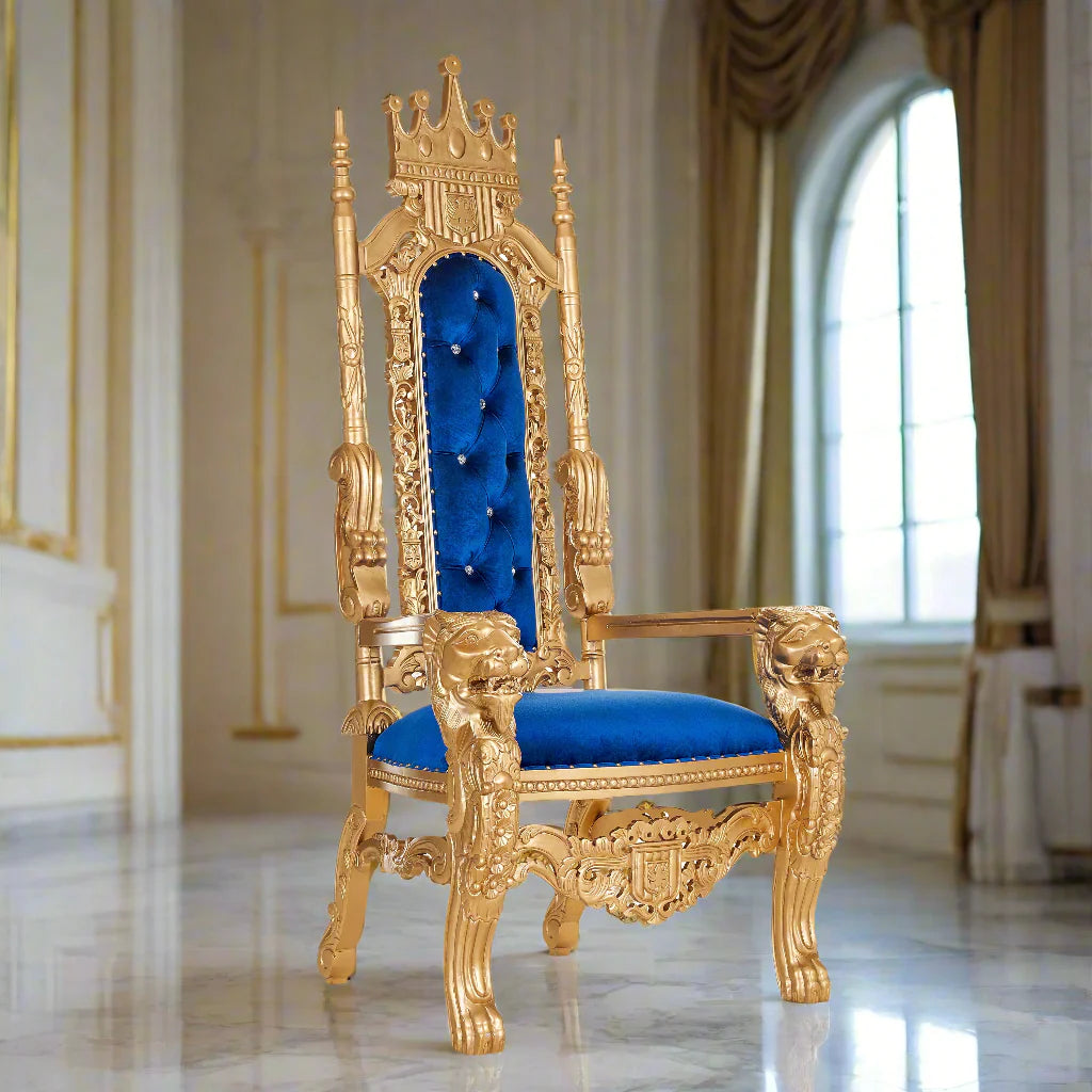 King David Crown Throne Chair - Velvet