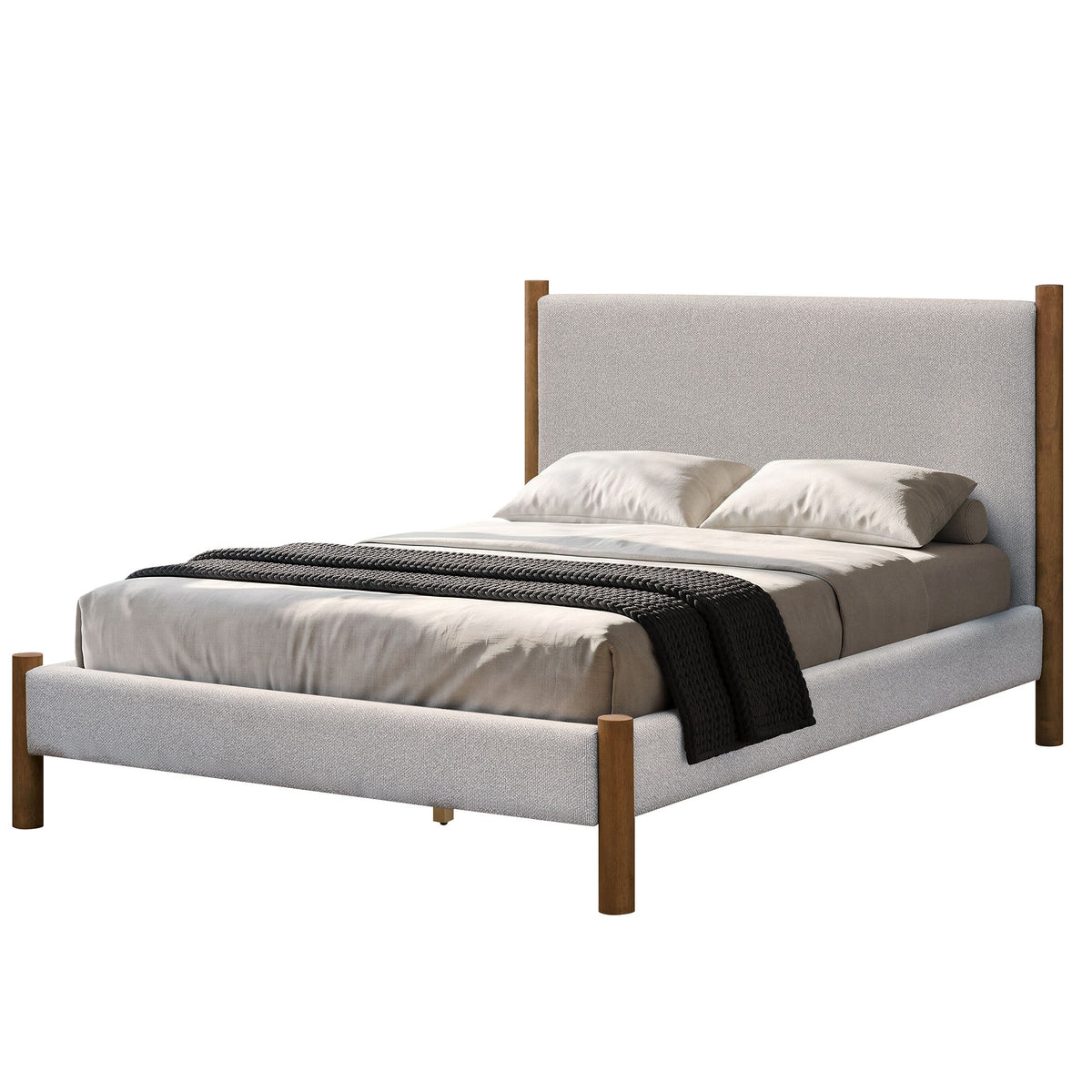 Zoran 54" Double Platform Bed in Mushroom and Walnut