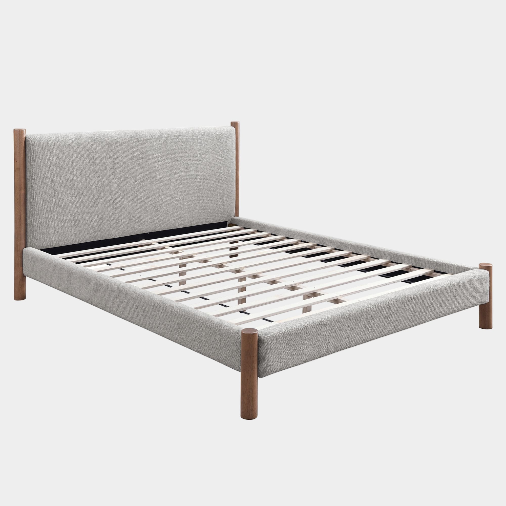 Zoran 60" Queen Platform Bed in Mushroom and Walnut
