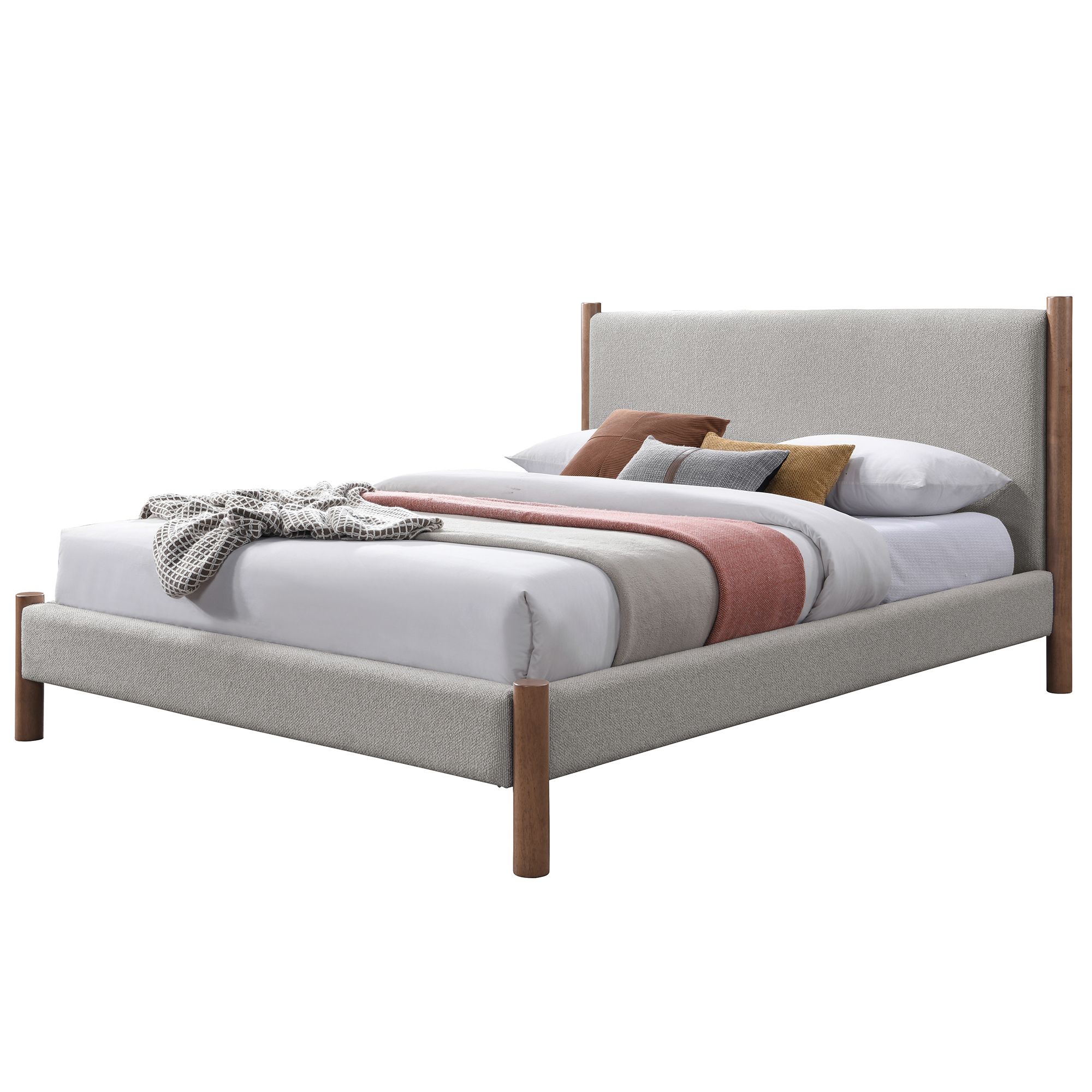 Zoran 60" Queen Platform Bed in Mushroom and Walnut