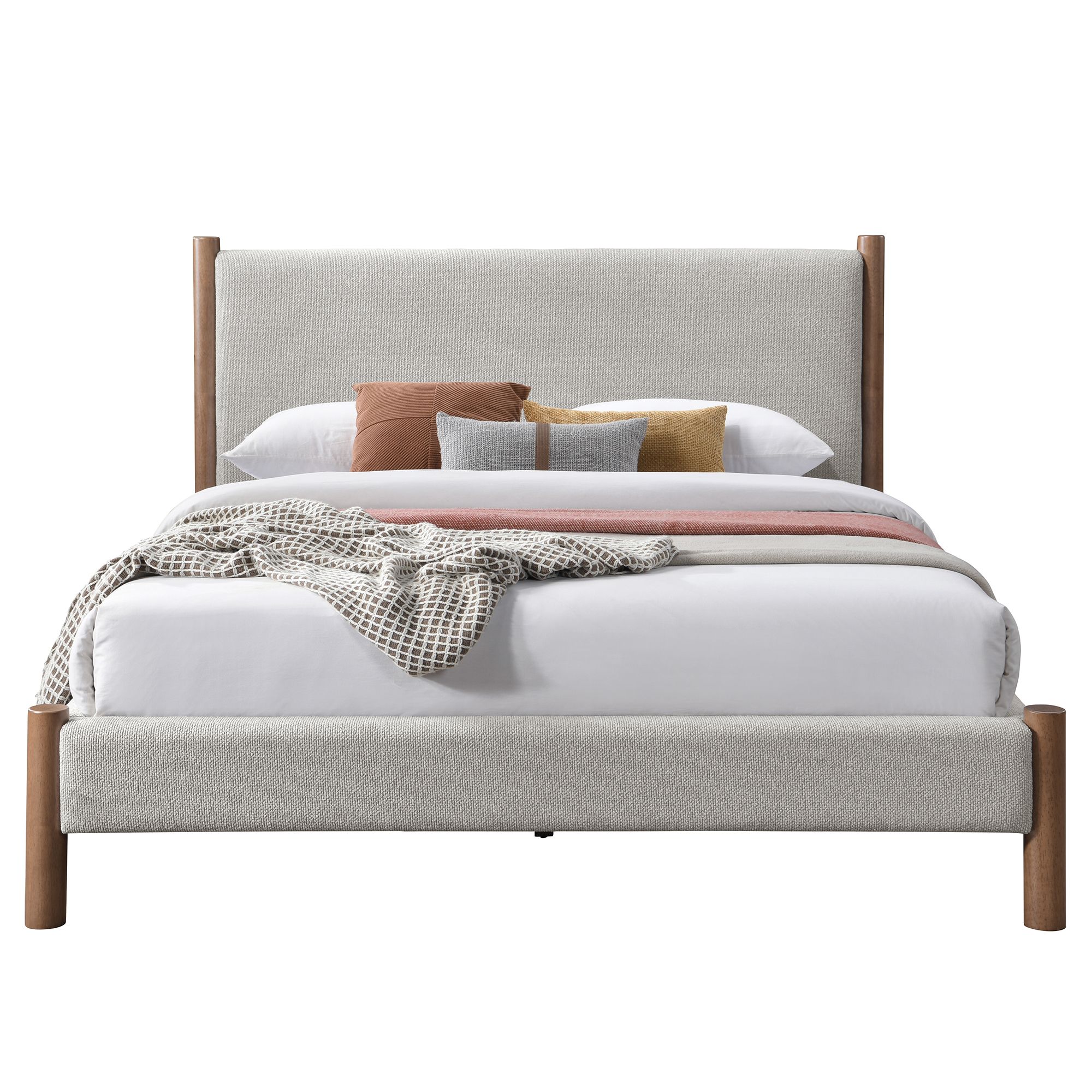 Zoran 60" Queen Platform Bed in Mushroom and Walnut