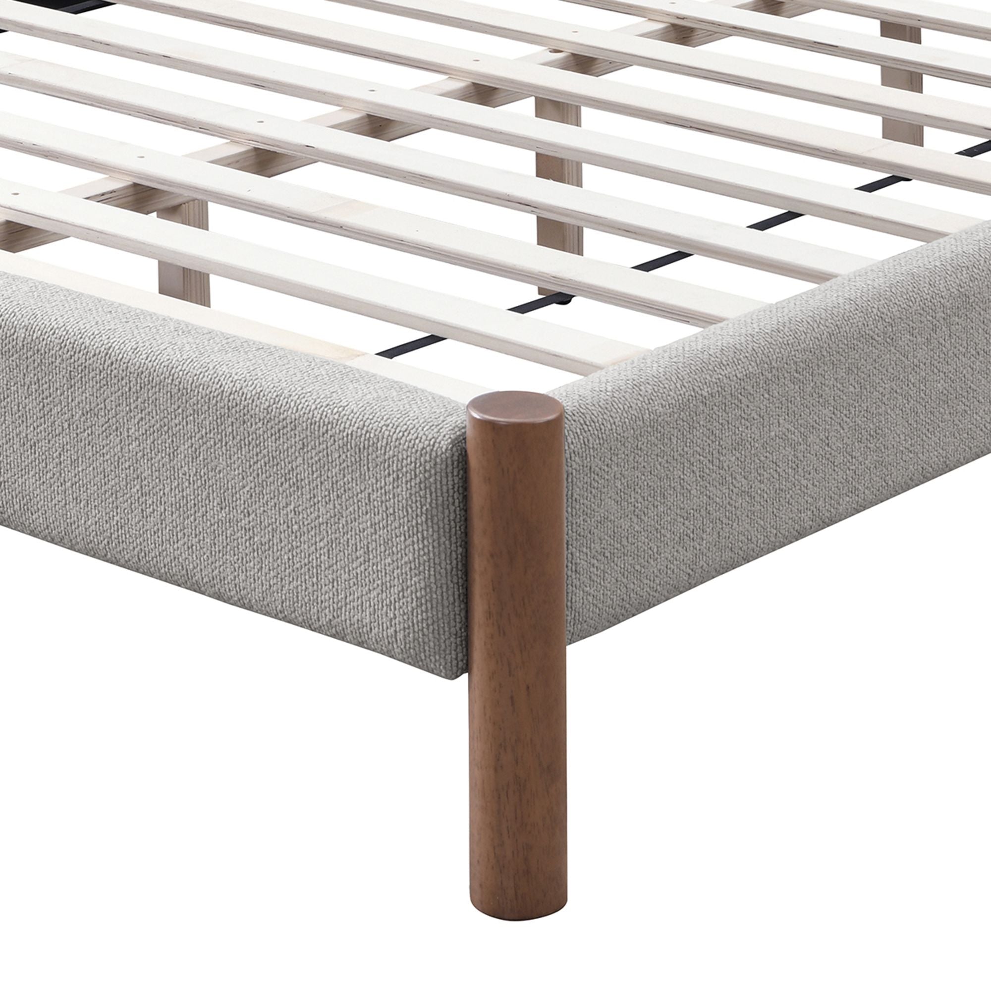 Zoran 60" Queen Platform Bed in Mushroom and Walnut