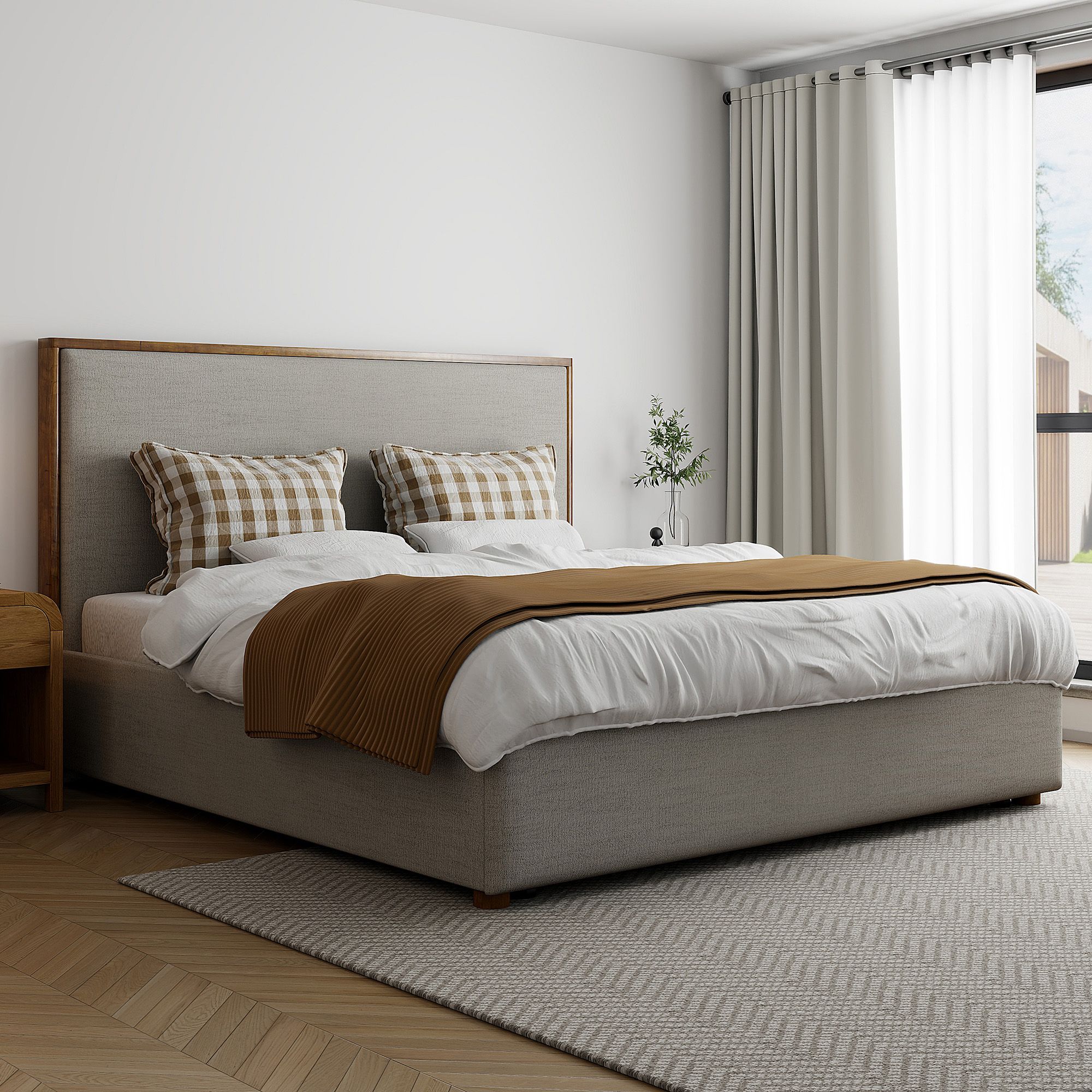 Andover 78" King Platform Bed with Drawer in Oat