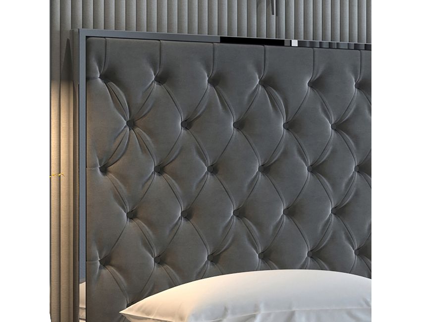Lucille 60" Queen Bed in Grey and Silver
