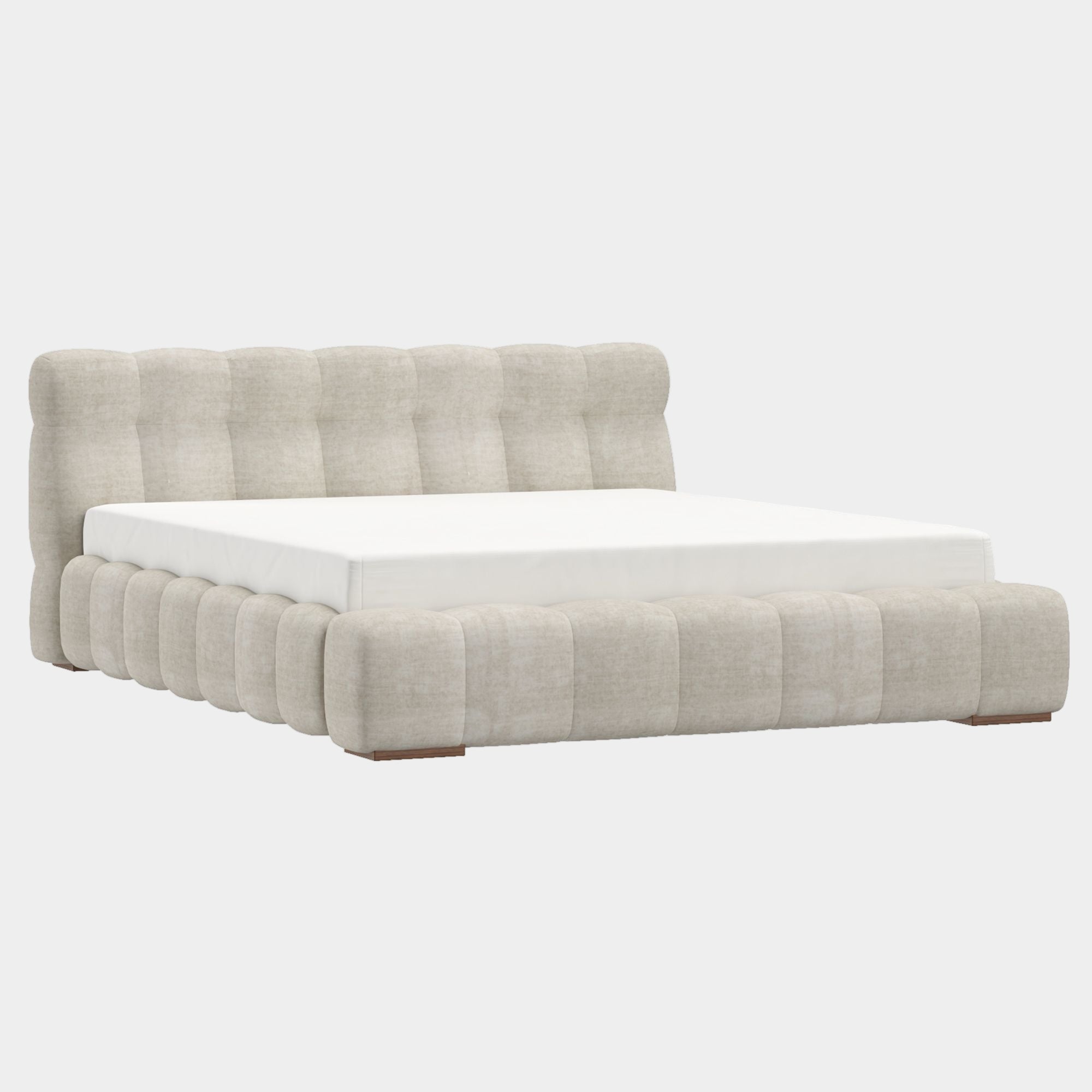 Pasha 78" King Platform Bed in Beige Pearl