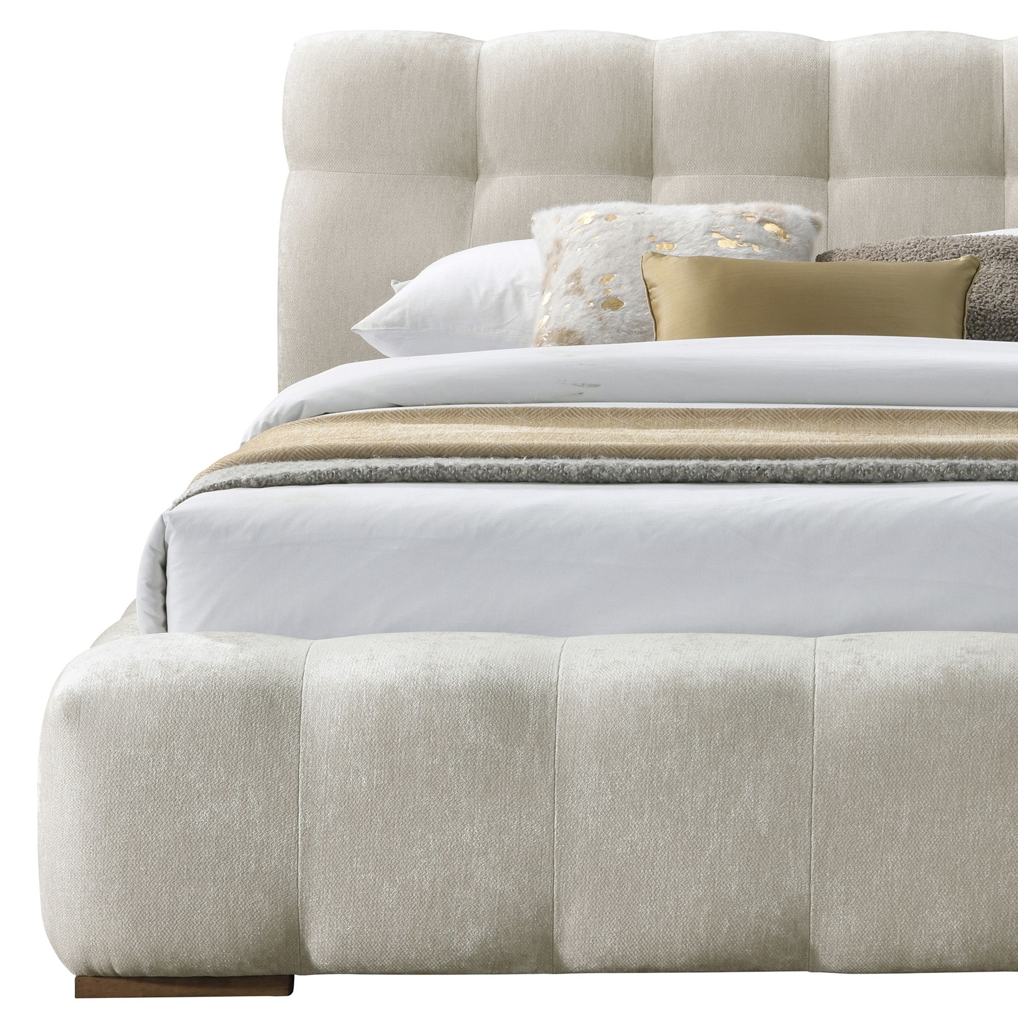 Pasha 78" King Platform Bed in Beige Pearl