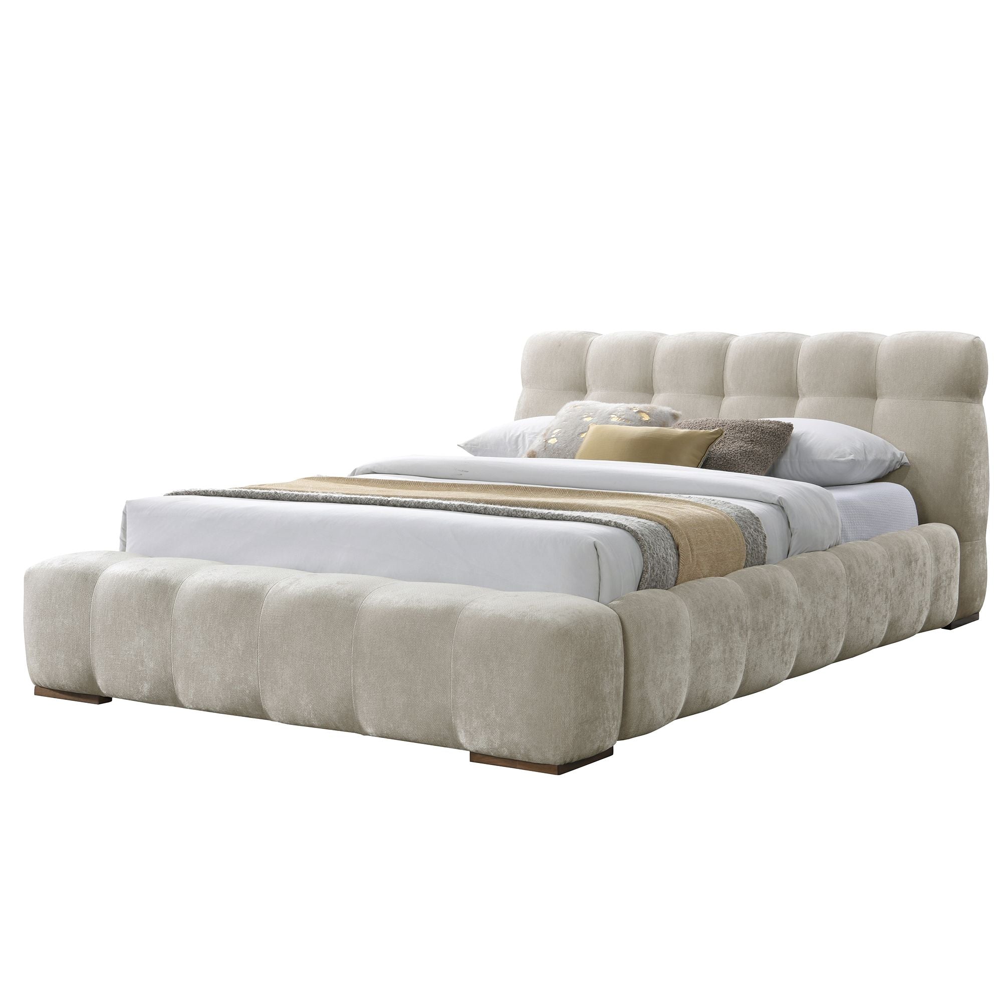 Pasha 60" Queen Platform Bed in Beige Pearl