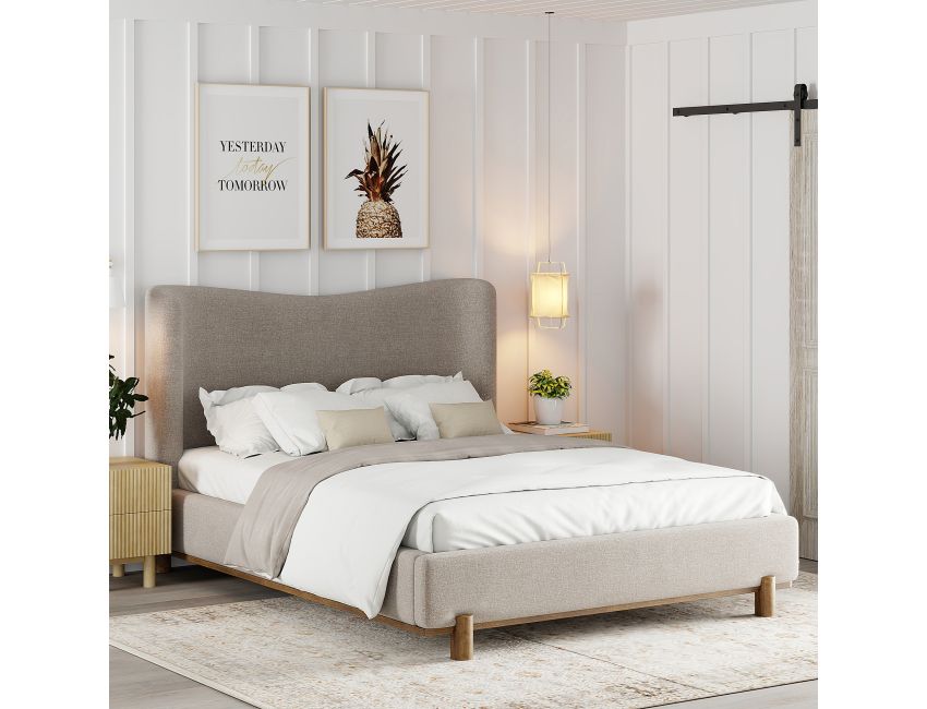 Isadora 60" Queen Platform Bed in Dark Beige