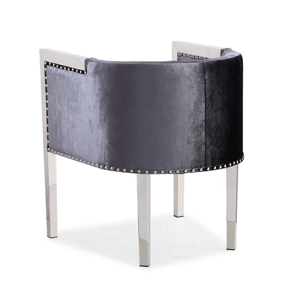 Elvis Accent Chair Stainless Steel legs Charcoal Velvet