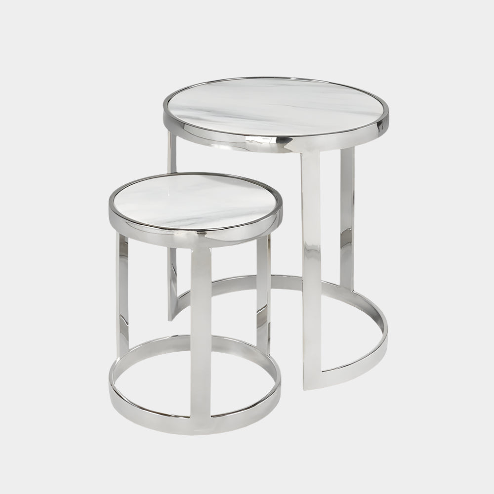 Round Faux Marble Top Nesting Tables