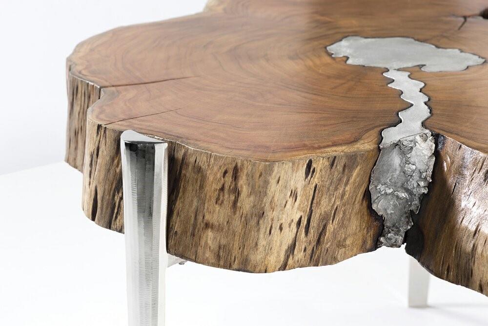 Akis Coffee Table Natural Wood w/ Aluminum fill