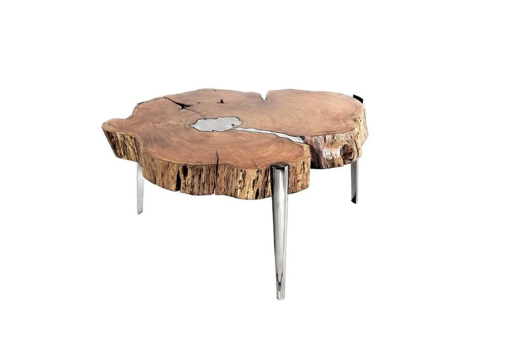 Akis Coffee Table Natural Wood w/ Aluminum fill