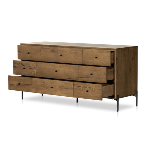 Eaton 9 Drawer Dresser-Amber Oak Resin