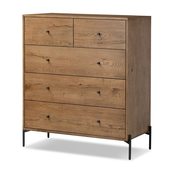 Eaton 5 Drawer Dresser-Amber Oak Resin