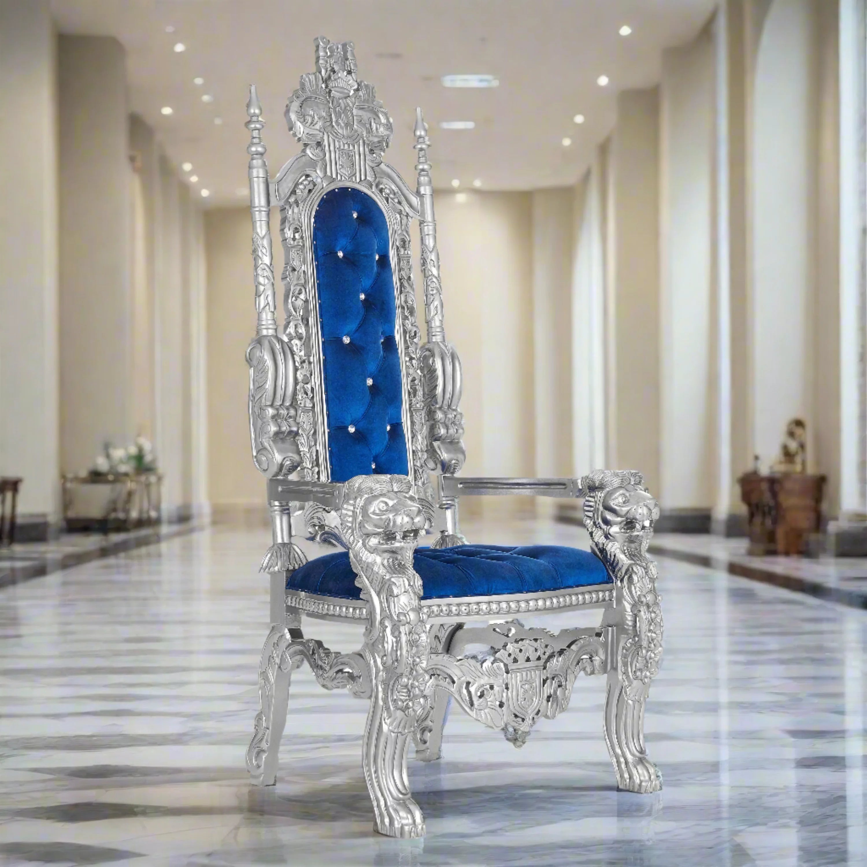 King David Lion Throne Chair - Velvet