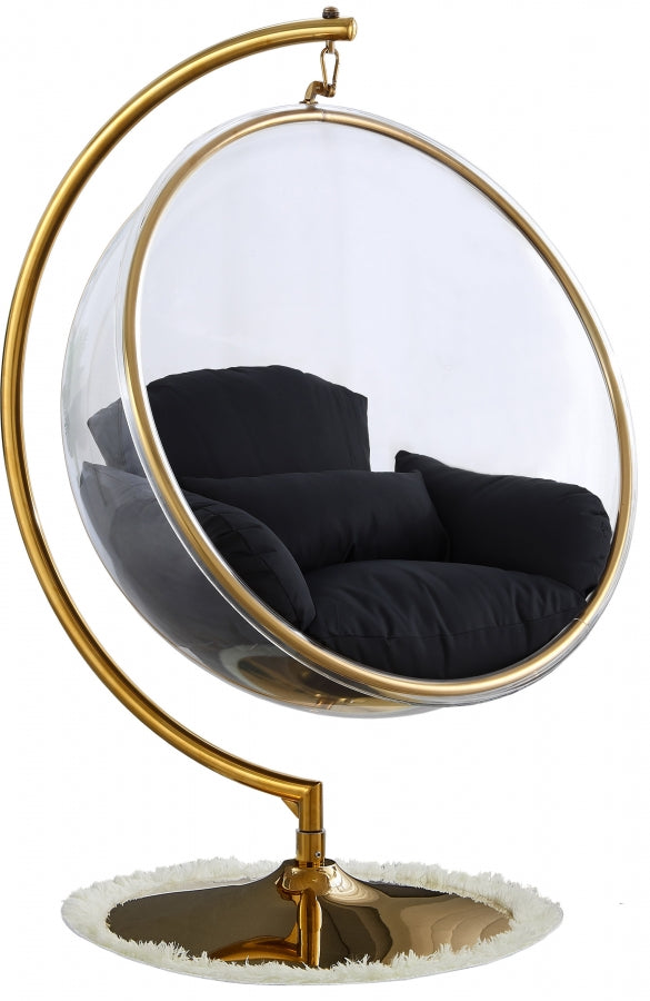 Luna Acrylic And Fabric Upholstered Swing Bubble Accent Chair