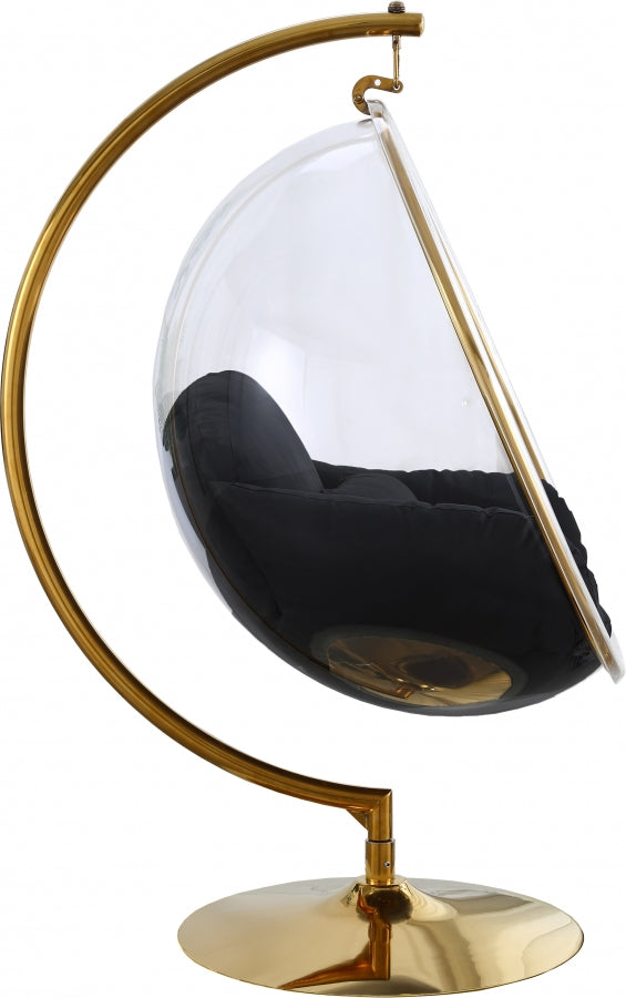 Luna Acrylic And Fabric Upholstered Swing Bubble Accent Chair