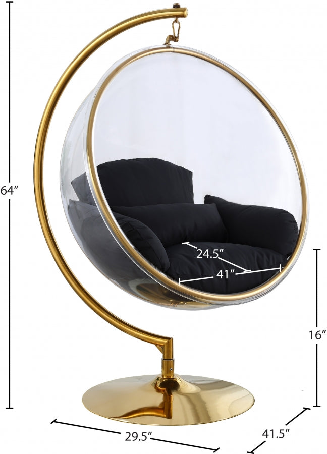 Luna Acrylic And Fabric Upholstered Swing Bubble Accent Chair