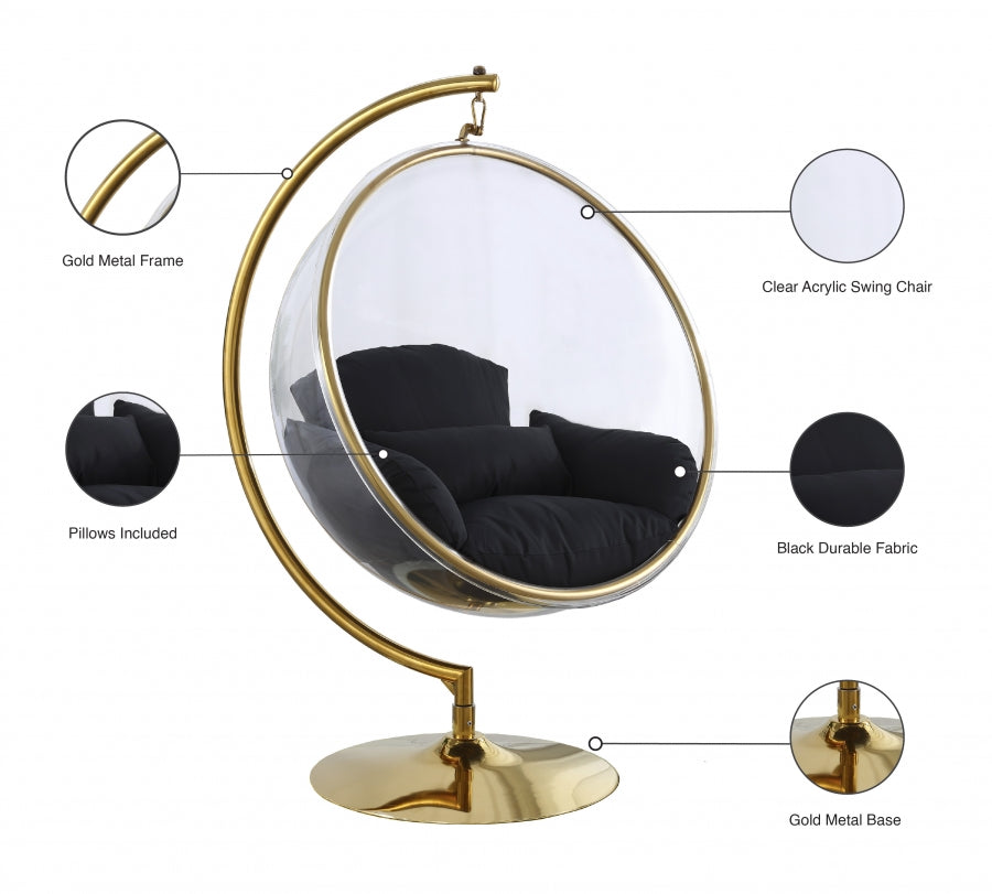 Luna Acrylic And Fabric Upholstered Swing Bubble Accent Chair
