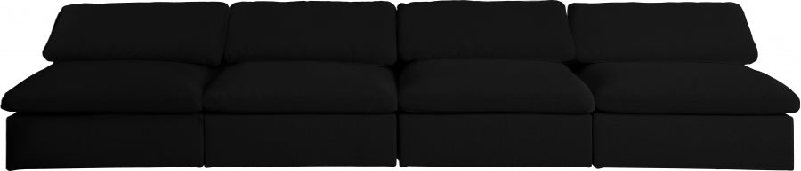 Serene Linen Textured Fabric Deluxe Comfort Modular Armless Sofa