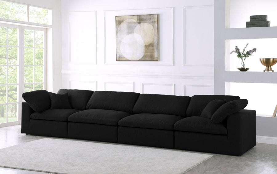 Serene Linen Textured Fabric Deluxe Comfort Modular Sofa