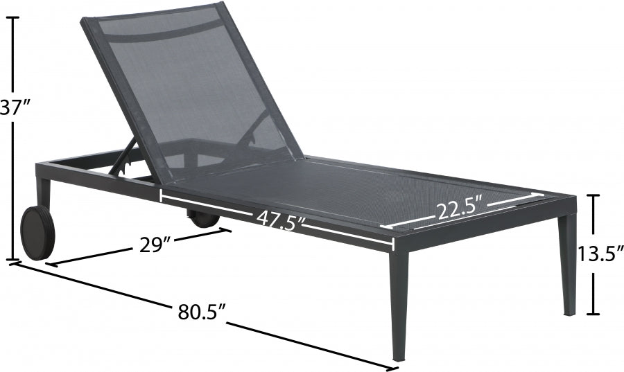 Nizuc Mesh Water Resistant Fabric Outdoor Patio Adjustable Sun Chaise Lounge Chair