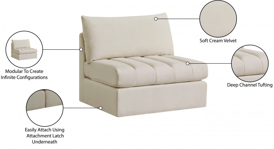 Jacob Velvet Upholstered Armless Modular Chair