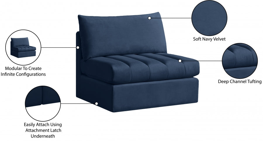 Jacob Velvet Upholstered Armless Modular Chair