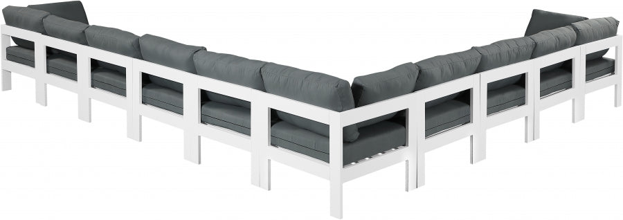 Nizuc 180" Water Resistant Fabric Upholstered Outdoor Patio 10pc. Modular Sectional