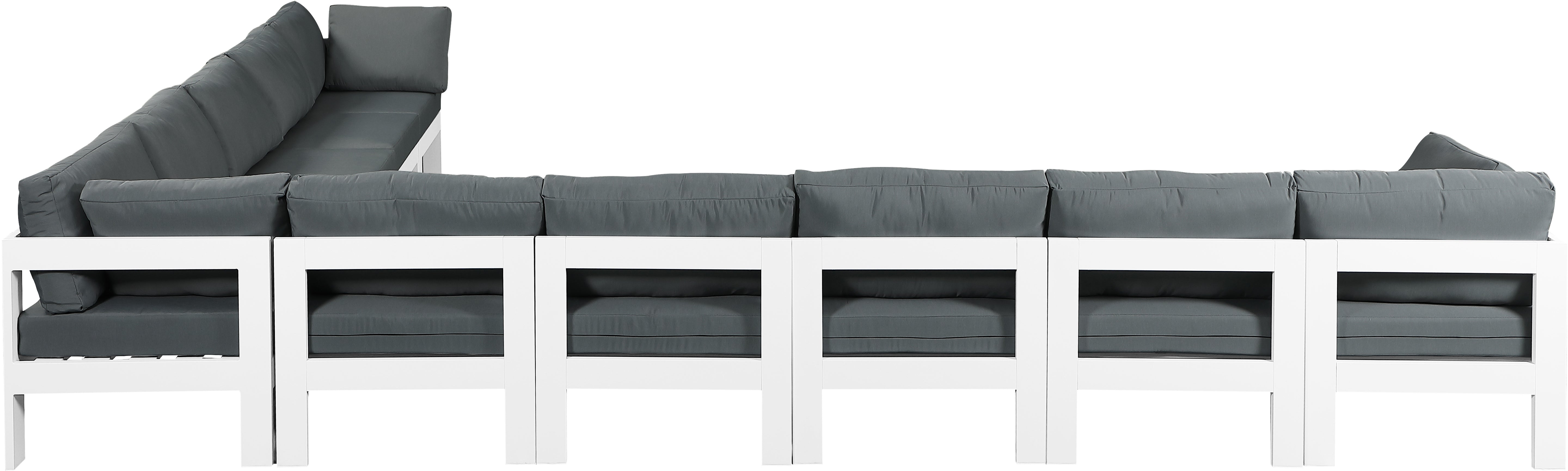 Nizuc 180" Water Resistant Fabric Upholstered Outdoor Patio 10pc. Modular Sectional