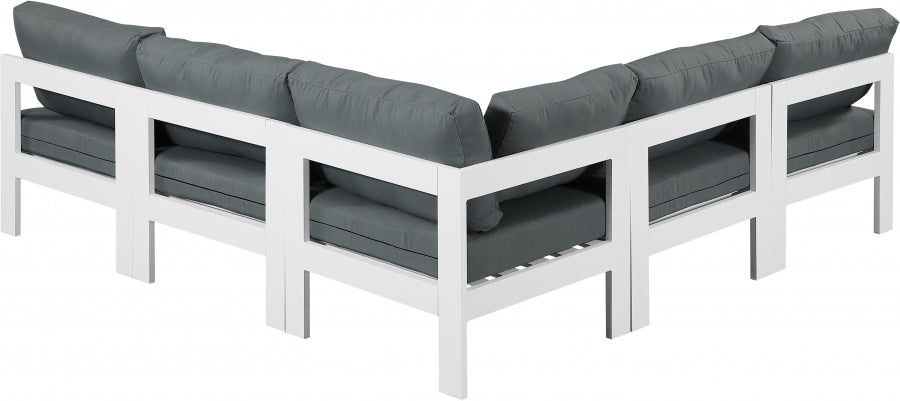 Nizuc 90" Water Resistant Fabric Upholstered Outdoor Patio 5pc. Modular Sectional
