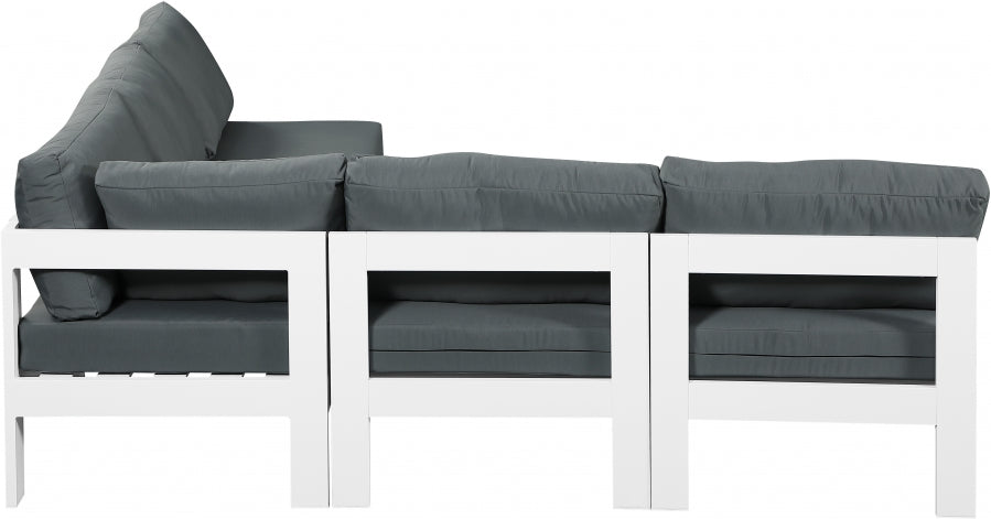 Nizuc 90" Water Resistant Fabric Upholstered Outdoor Patio 5pc. Modular Sectional