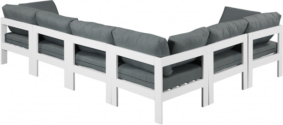 Nizuc 120" Water Resistant Fabric Upholstered Outdoor Patio 6pc. Modular Sectional