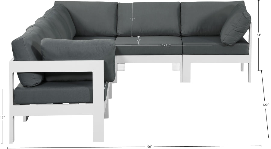 Nizuc 120" Water Resistant Fabric Upholstered Outdoor Patio 6pc. Modular Sectional